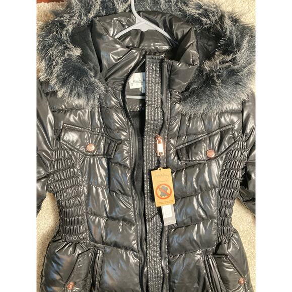 Womens Puffer Jacket Nicole Miller Studio 100% Vegan Polyester Large Black NWT - Picture 3 of 15